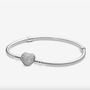Silver Heart Clasp Pandora Bracelet 6.3 inch